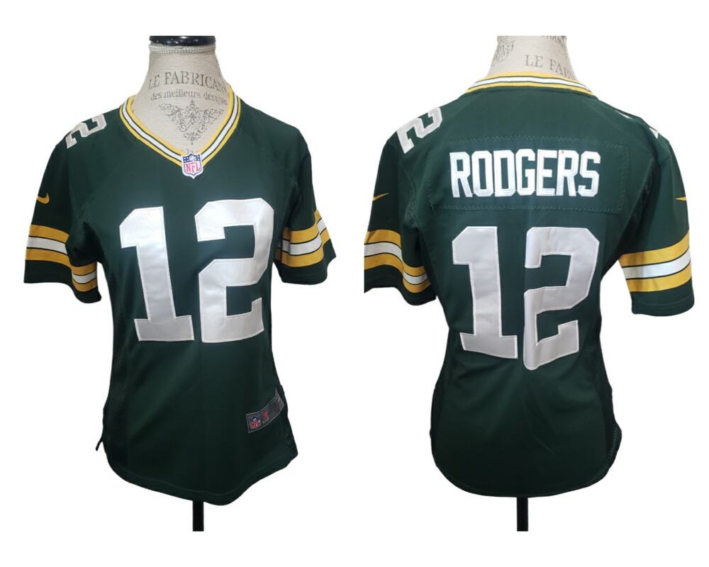 NFL Nike On Field V Neck Green Bay Packers Rodgers No. 12 Short Sleeve Jersey